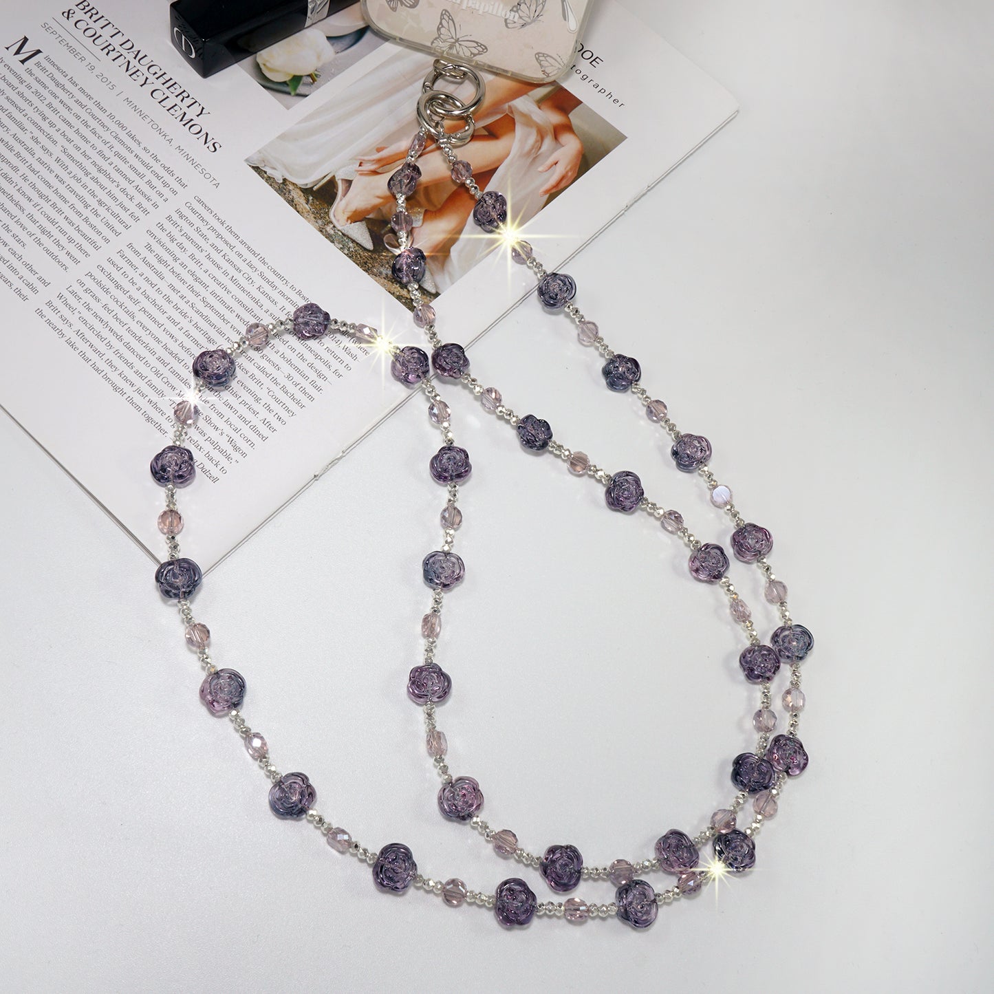 Violet Rose Crystal Crossbody Lanyard