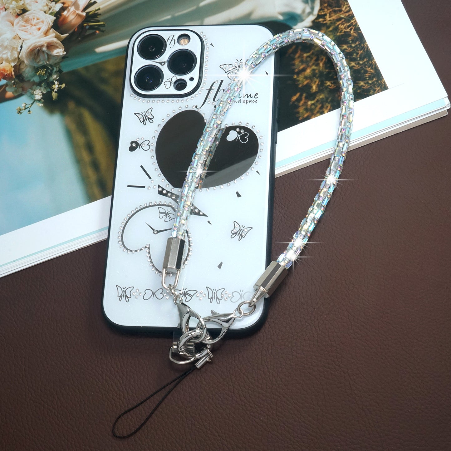 White Square Crystal Phone Chain 2