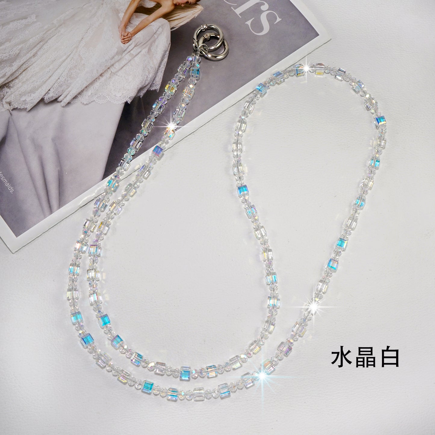 White Suga rCube Crystal Crossbody Phone Strap