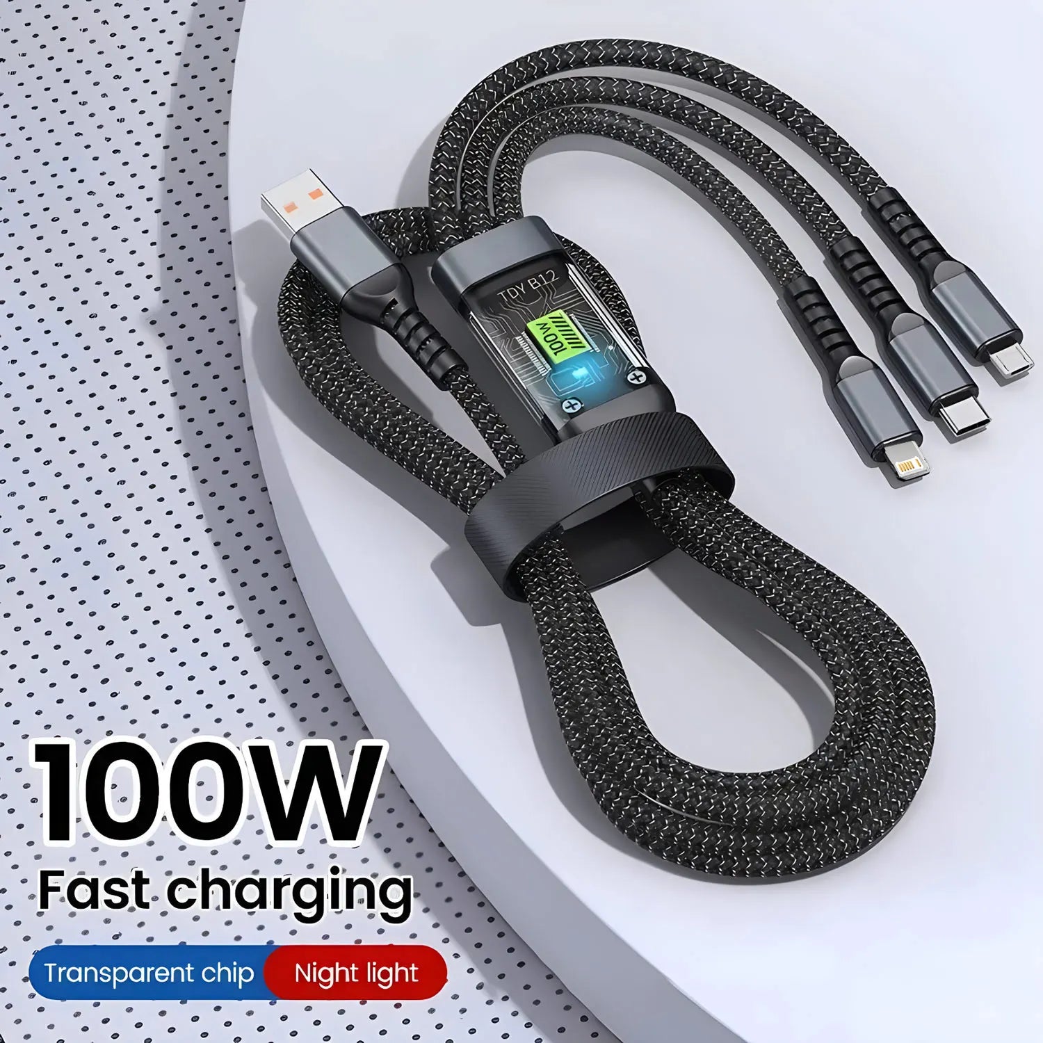 3 in 100W 5A Fast Charging USB to Type-C Micro Fast Charger Cable 1