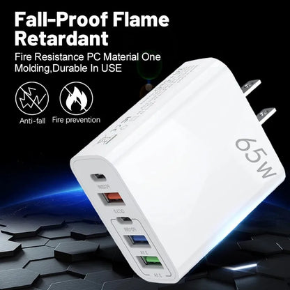 65W USB Fast Charging Type C PD Charger Fast Charger Phone Power Adapter EU/US/UK Plug 4
