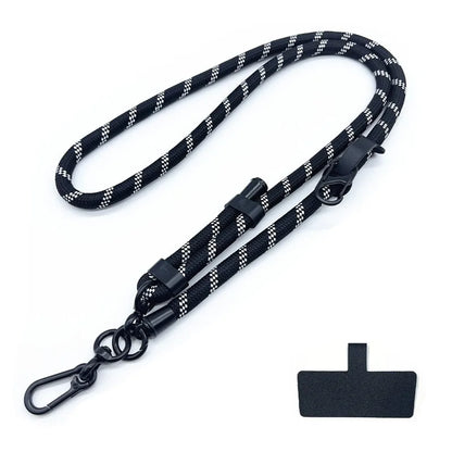 Black and white patterned mobile phone strap