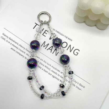 Luminous double layer crystal beaded mobile phone chain