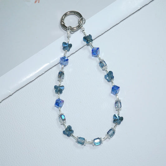 Blue Butterfly Crystal Phone Strap