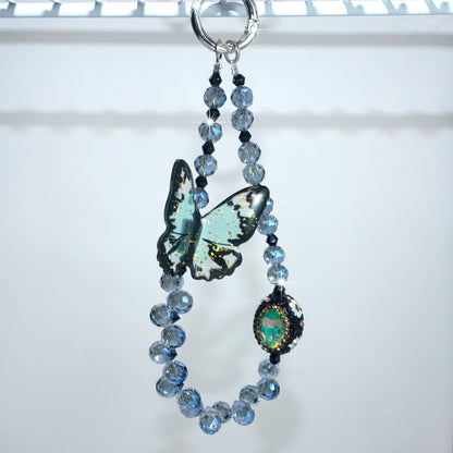 Blue Butterfly Crystal Phone Chain