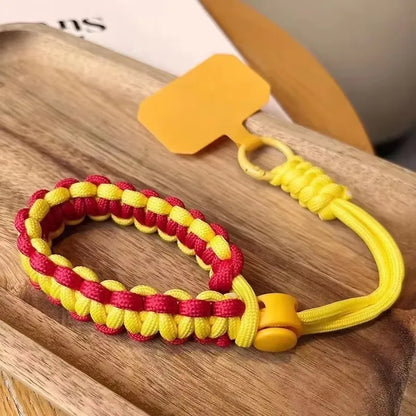 Bright yellow and red mobile phone strap