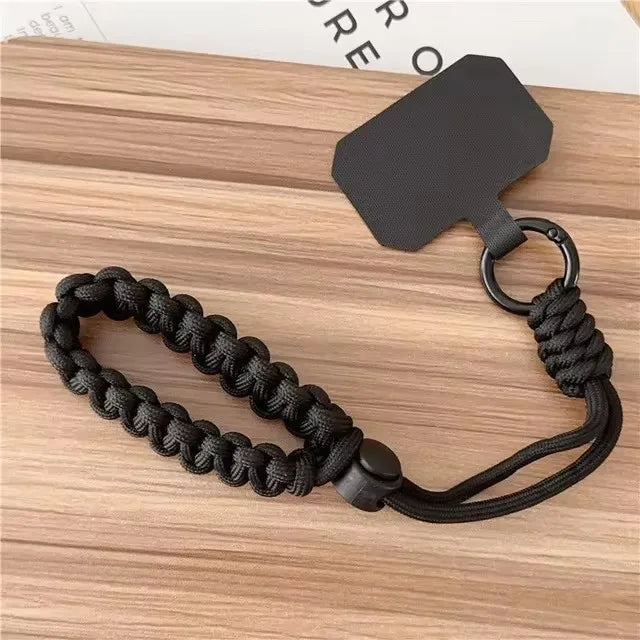 Classic black braided mobile phone strap