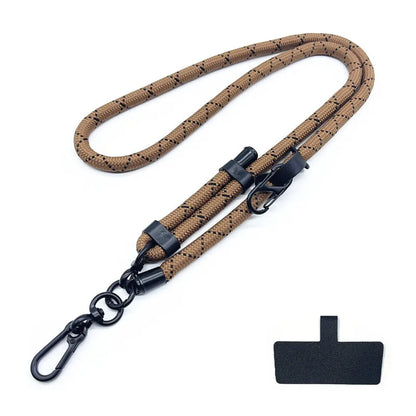 Coffee color diamond pattern mobile phone lanyard