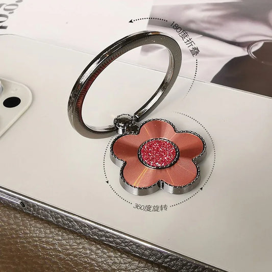 Fashion flower metal diamond 360 degree rotating ring phone holder 2