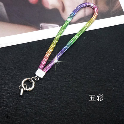 Five-color short full diamond mobile phone lanyard