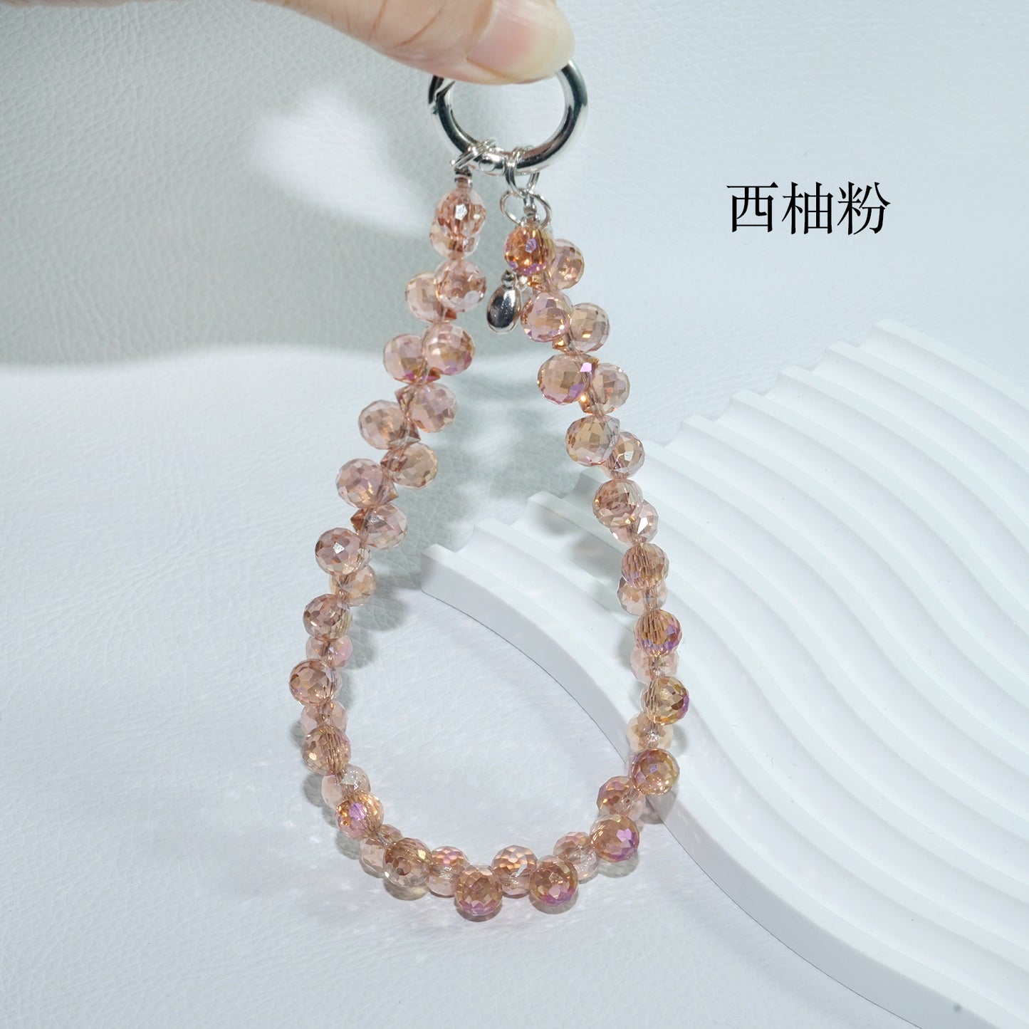 Grapefruit Pink Strawberry Crystal Phone Chain 