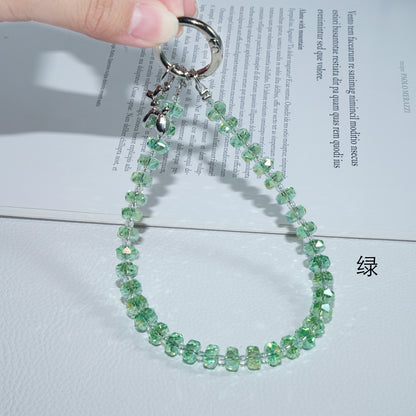 Green Wheel Crystal Beaded Mobile Phone Strap