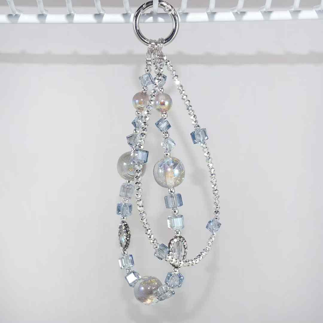 Grey Starry Crystal Phone Chain