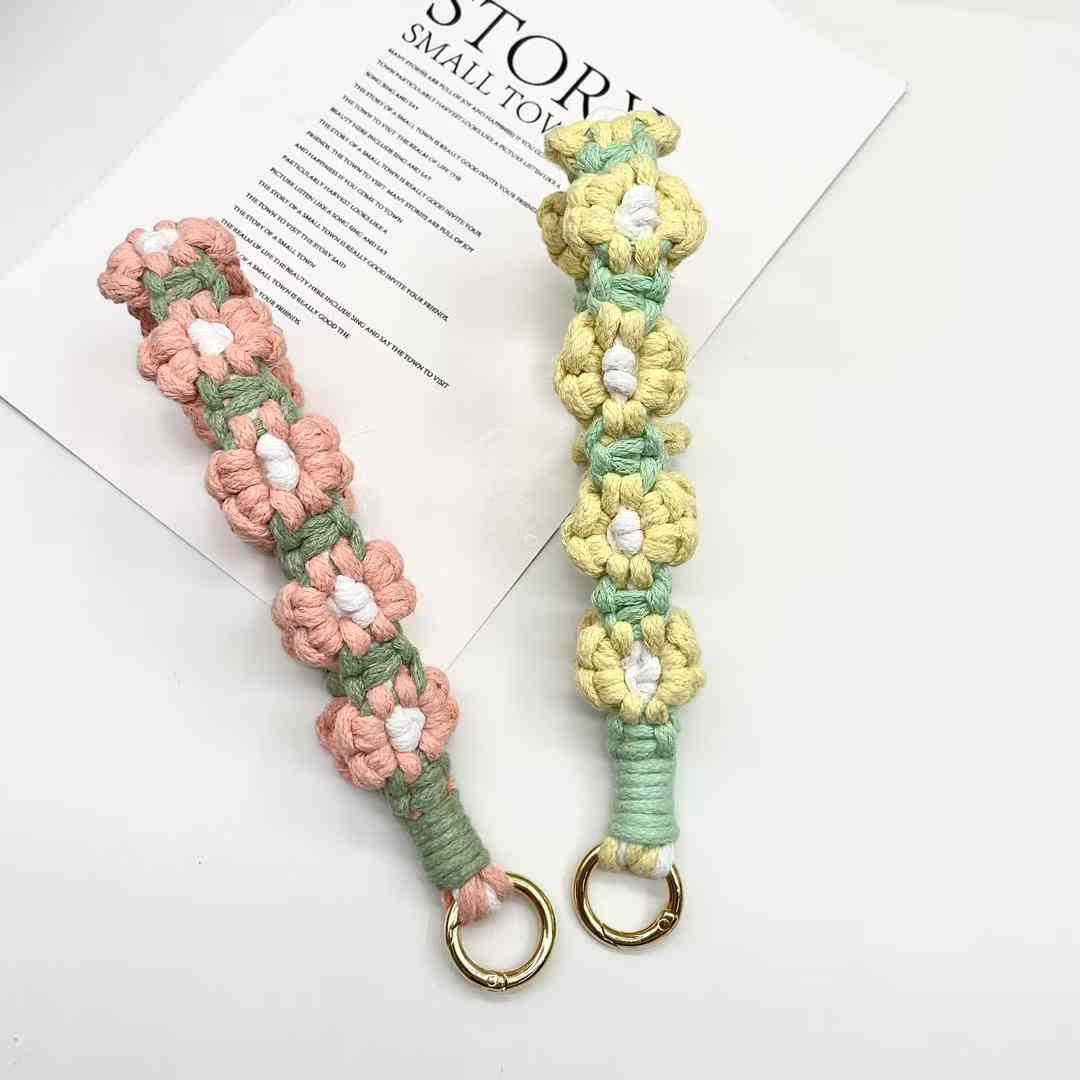 Hand woven cotton rope small daisy flower mobile phone  5