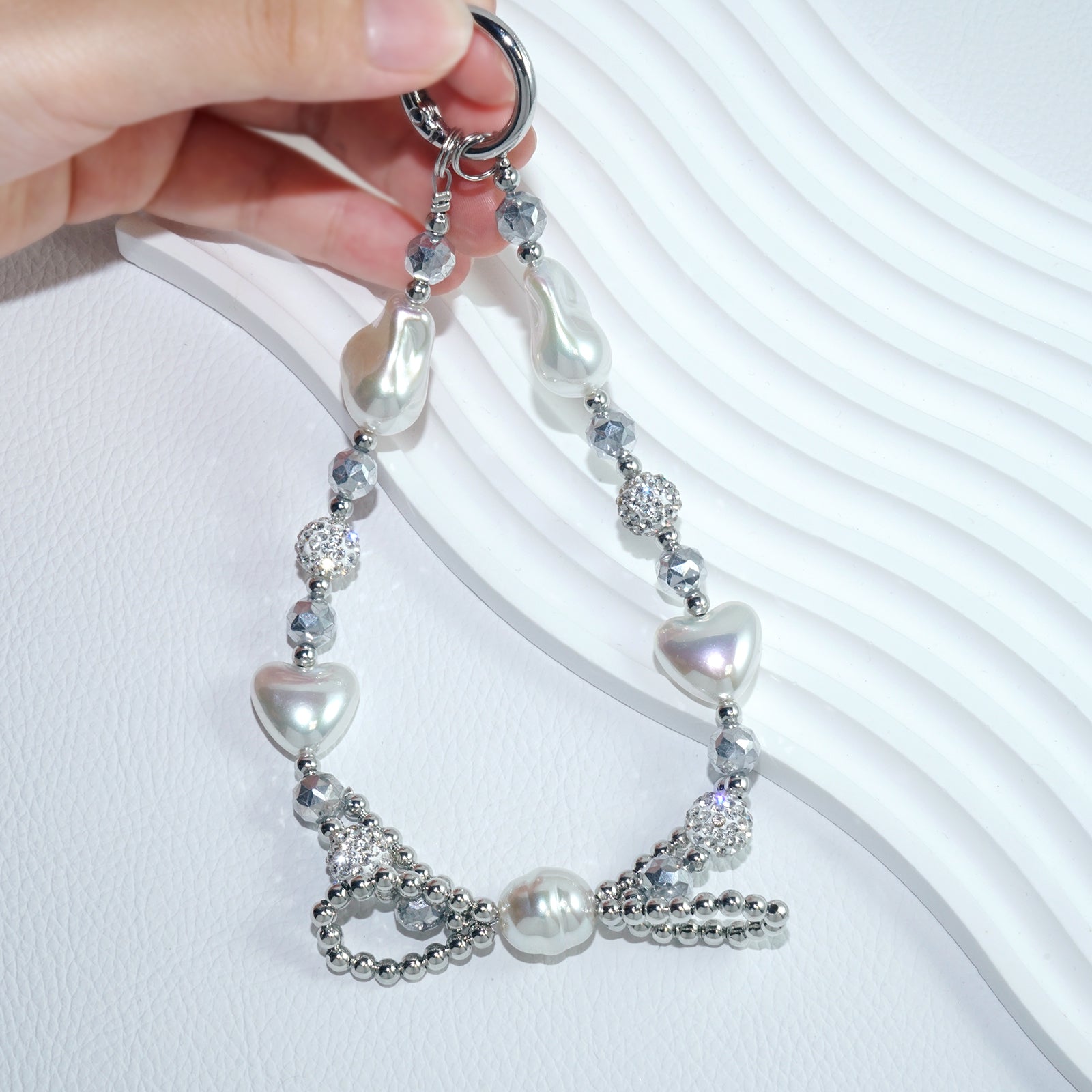 Heart crystal mobile phone chain