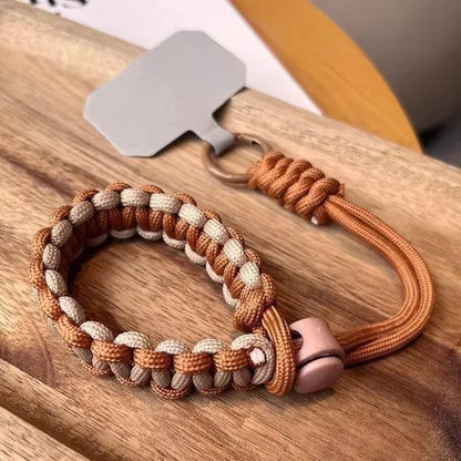 Milk coffee color handwoven-adjustable-mobile-phone-universal-lanyard-wrist-strap-Outdoor-sports-convenient-safety-anti-drop-rope 