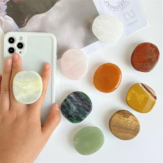 Natural stone shaped mobile phone finger grip holder 1