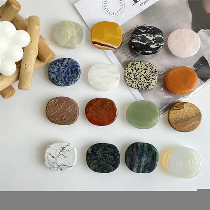 Natural stone shaped mobile phone finger grip holder 2