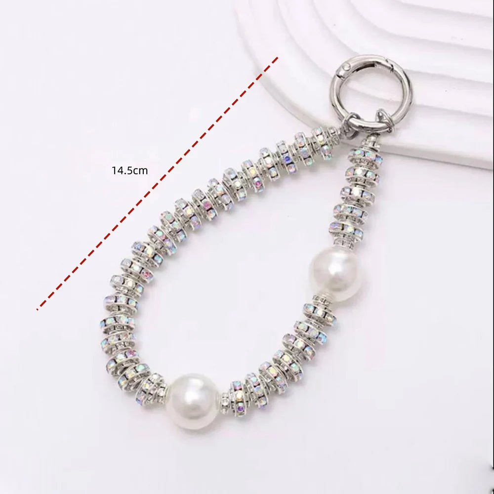 Pearl Beaded Crystal Ring Wristband Rhinestone Lanyard 4