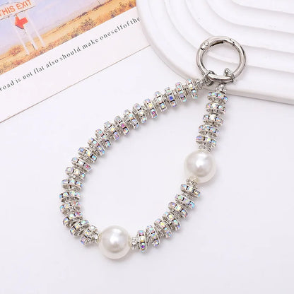 Pearl Beaded Crystal Ring Wristband Rhinestone Lanyard 7
