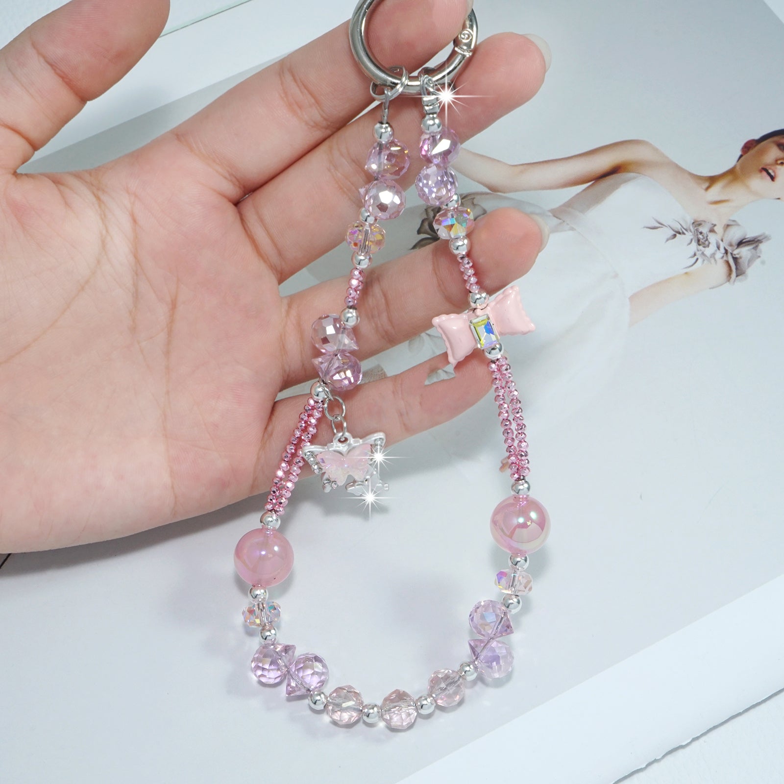 Pink Butterfly Crystal Bracelet3