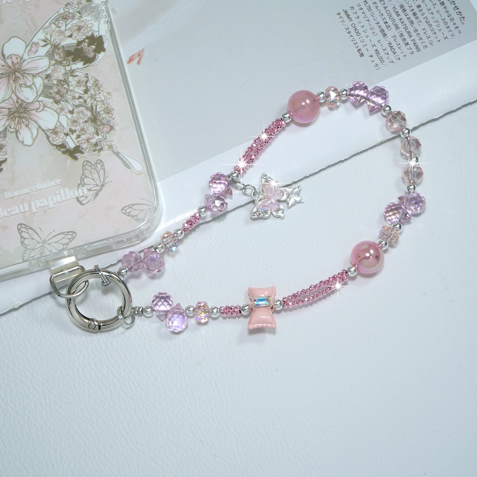 Pink Butterfly Crystal Bracelet