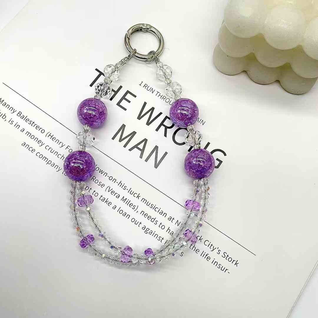 Purple Luminous Beads Double Layer Crystal Beaded Mobile Phone Chain