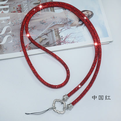 Red lucky bag full of diamonds mobile phone crossbody lanyard