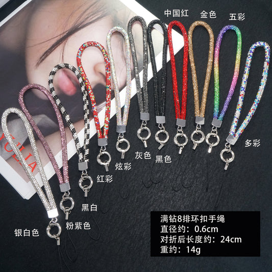 Short diamond mobile phone straps in various colors