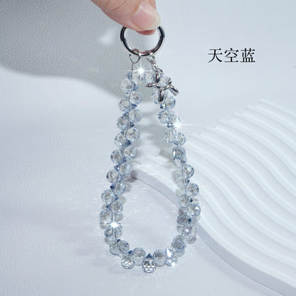 Sky Blue Strawberry Crystal Phone Chain 