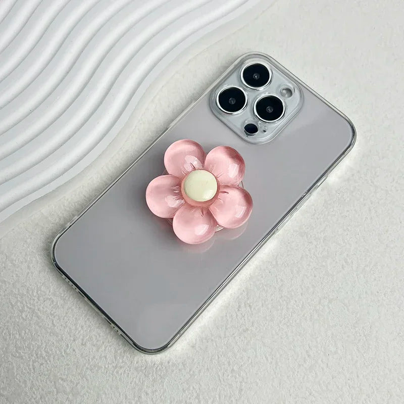 Transparent resin candy color flower mobile phone holder foldable holder 10