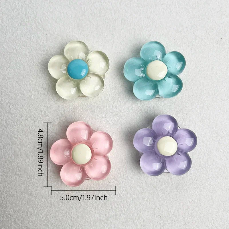 Transparent resin candy color flower mobile phone holder foldable holder 4