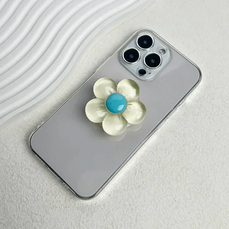 Transparent resin candy color flower mobile phone holder foldable holder 5