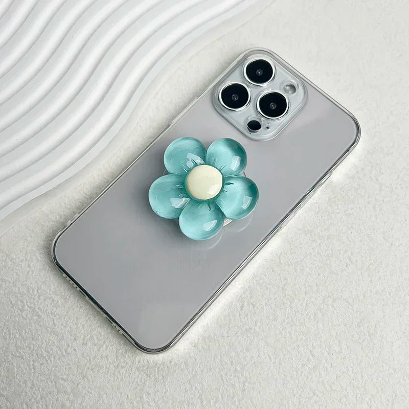 Transparent resin candy color flower mobile phone holder foldable holder 7